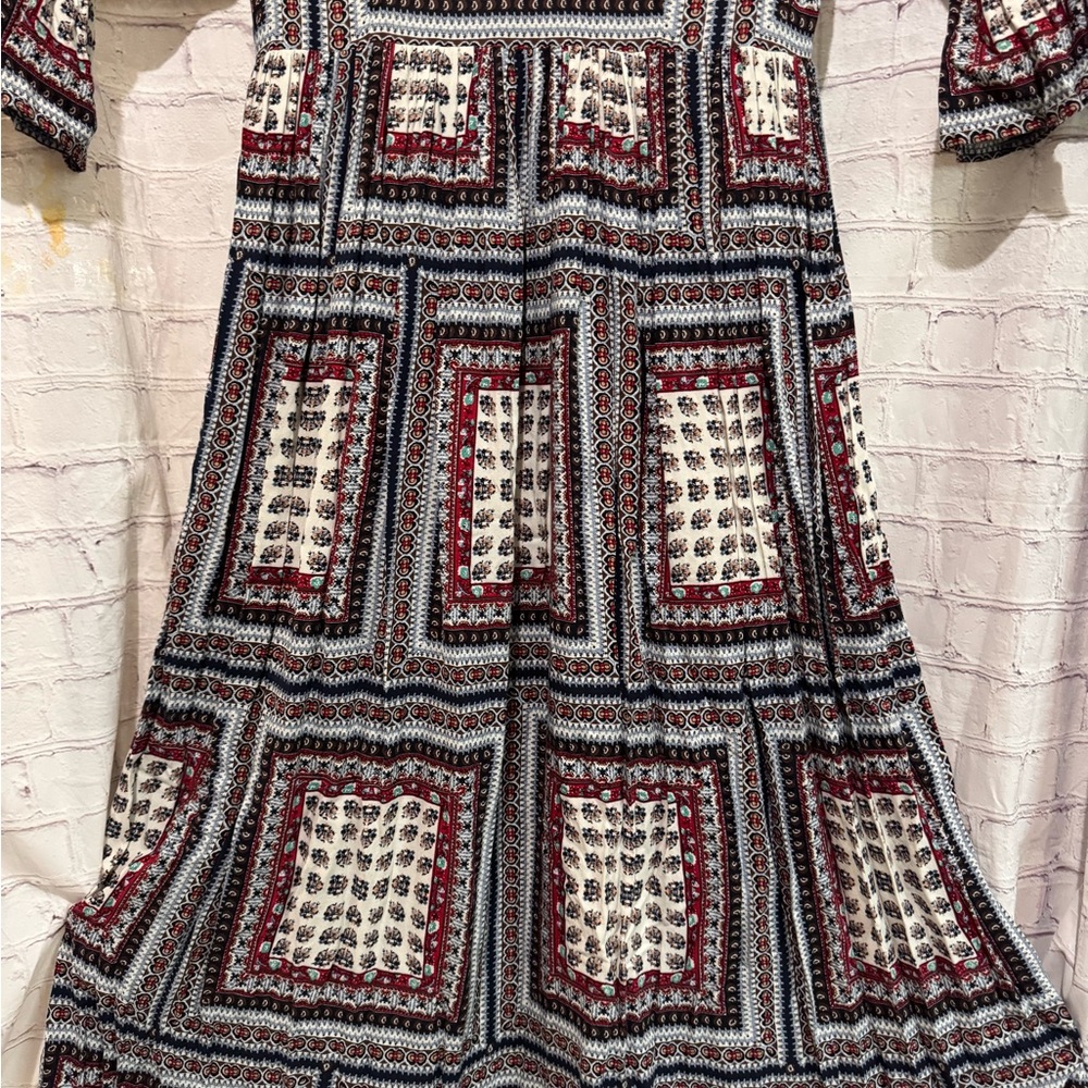 Dainty Jewells Large Vintage 3/4 sleeves Printed Maxi Dress stunning dress - Picture 5 of 10
